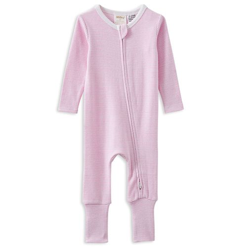 Milky Stripe Zip Romper